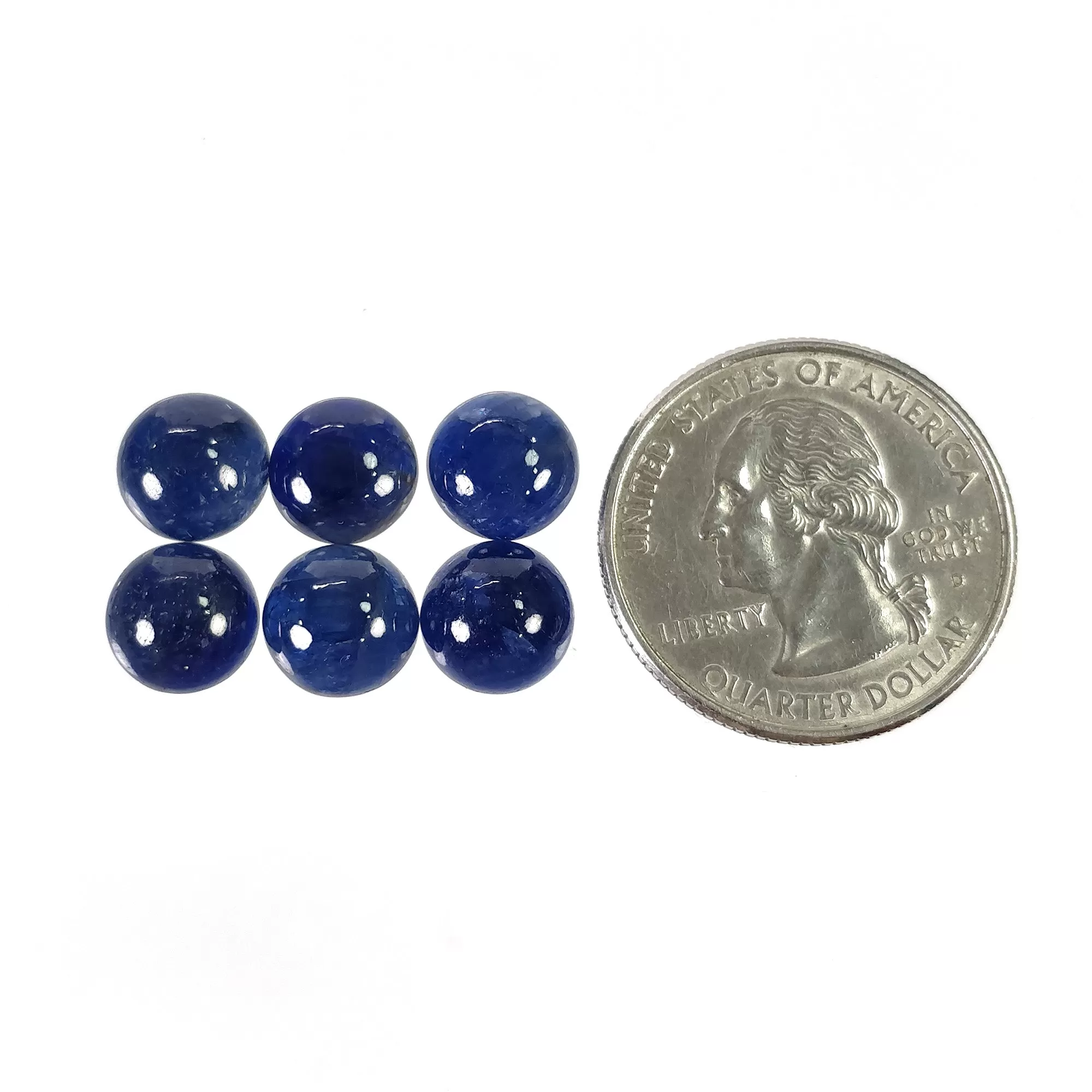 BLUE SAPPHIRE Gemstone Cabochon : 20.50cts Natural Untreated Unheated Sapphire Round Shape 9mm 6pc