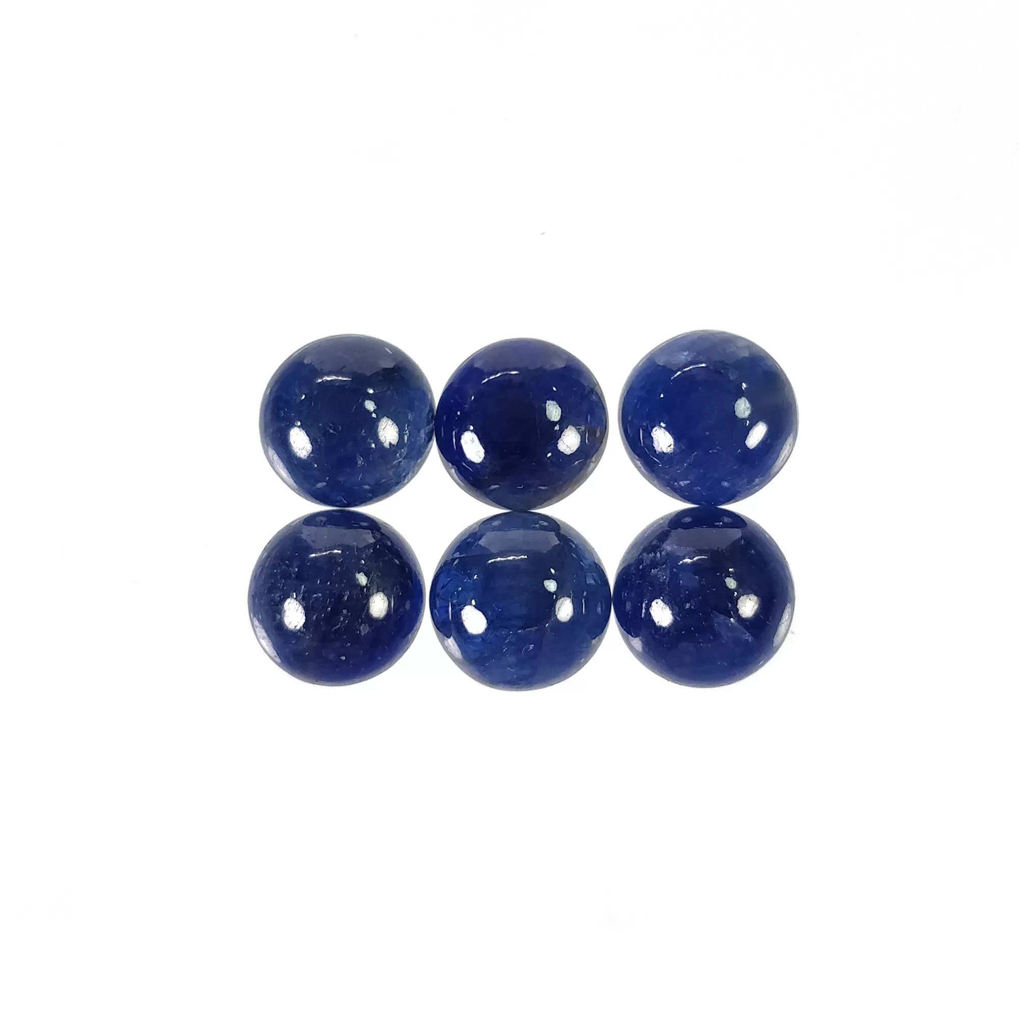 BLUE SAPPHIRE Gemstone Cabochon : 20.50cts Natural Untreated Unheated Sapphire Round Shape 9mm 6pc