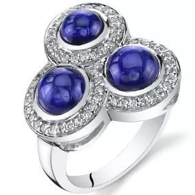 Blue Sapphire Round Cut Sterling Silver Ring Size 7