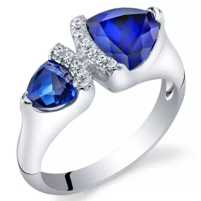 Blue Sapphire Trillion Sterling Silver Ring Size 9