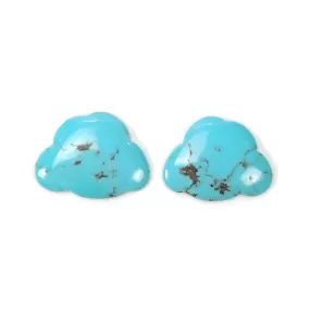 Blue TURQUOISE Gemstone Carving : 33.10cts Natural Untreated Sleeping Beauty Turquoise Hand Carved Cloud 29.5*22.5mm Pair