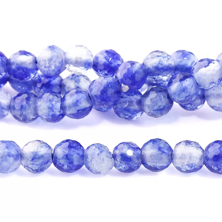 Blueberry Quartz 8mm Round Faceted (Synthetic) - Large Hole Beads