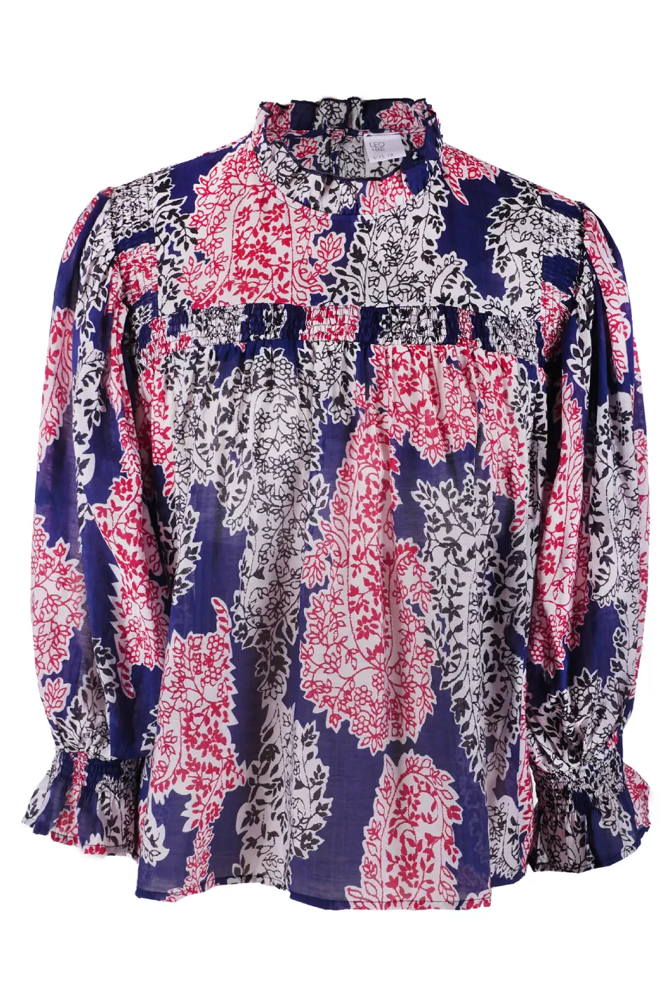 Chalet LS Navy Print Top