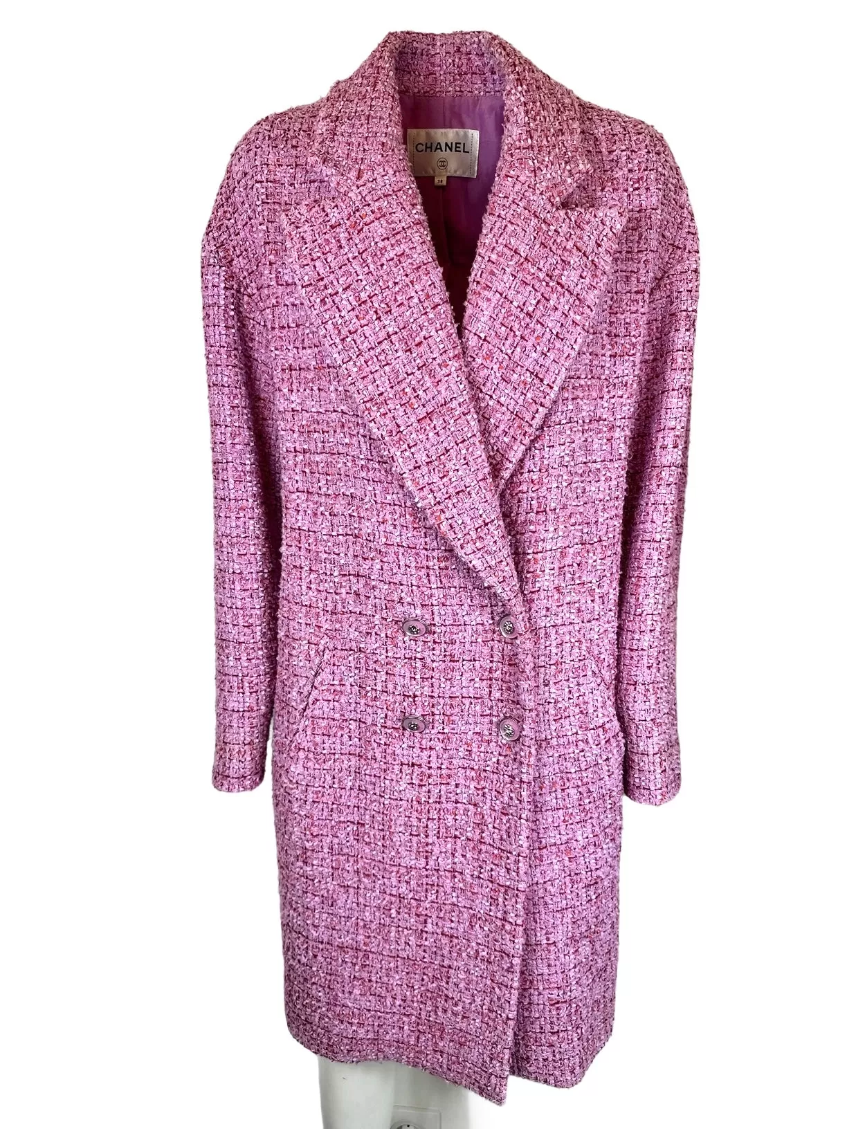 CHANEL - Oversize Coat tweed pink size 38 FR