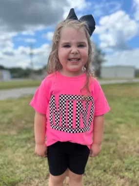 Checkered Mini Youth Pink Tee