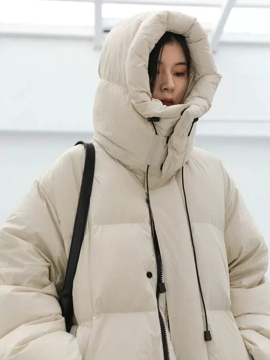 CHIC VEN Women's Down Coats Korean Loose Hooded Thick Warm Long Down Jacket Winter Coat for Women Female Parkas Outerwears 2023