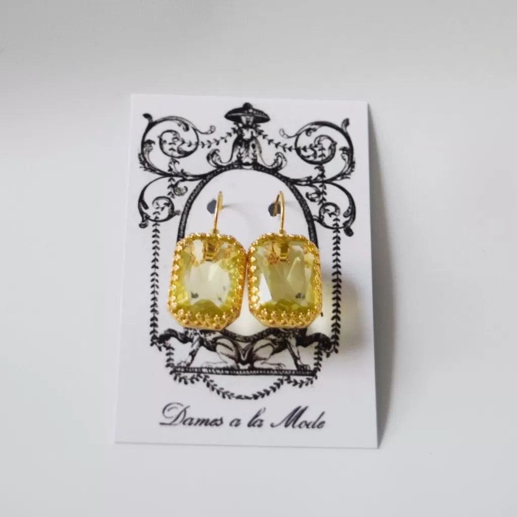 Citrine Crystal Crown Earrings