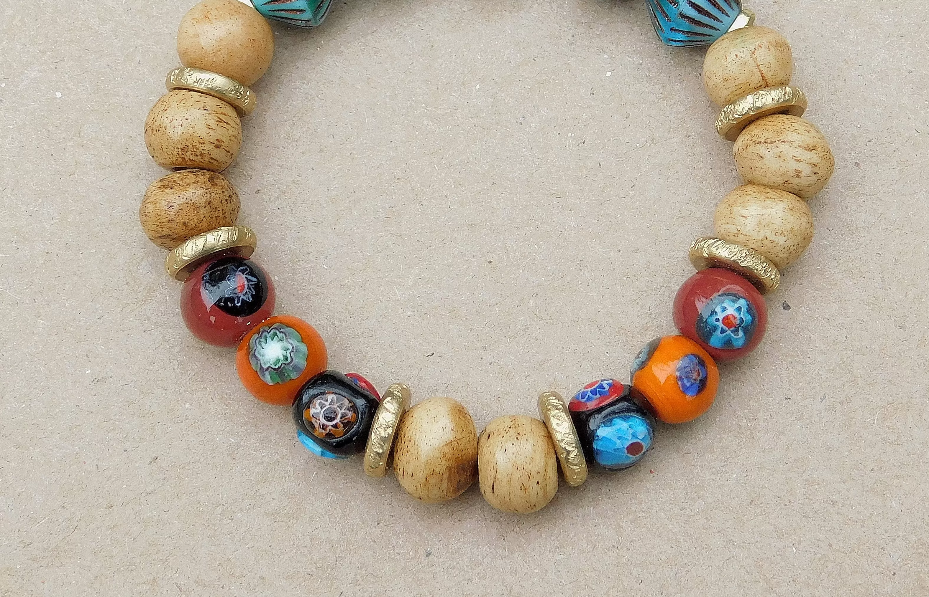 Colorful Lampwork and Czech Bead Bracelet