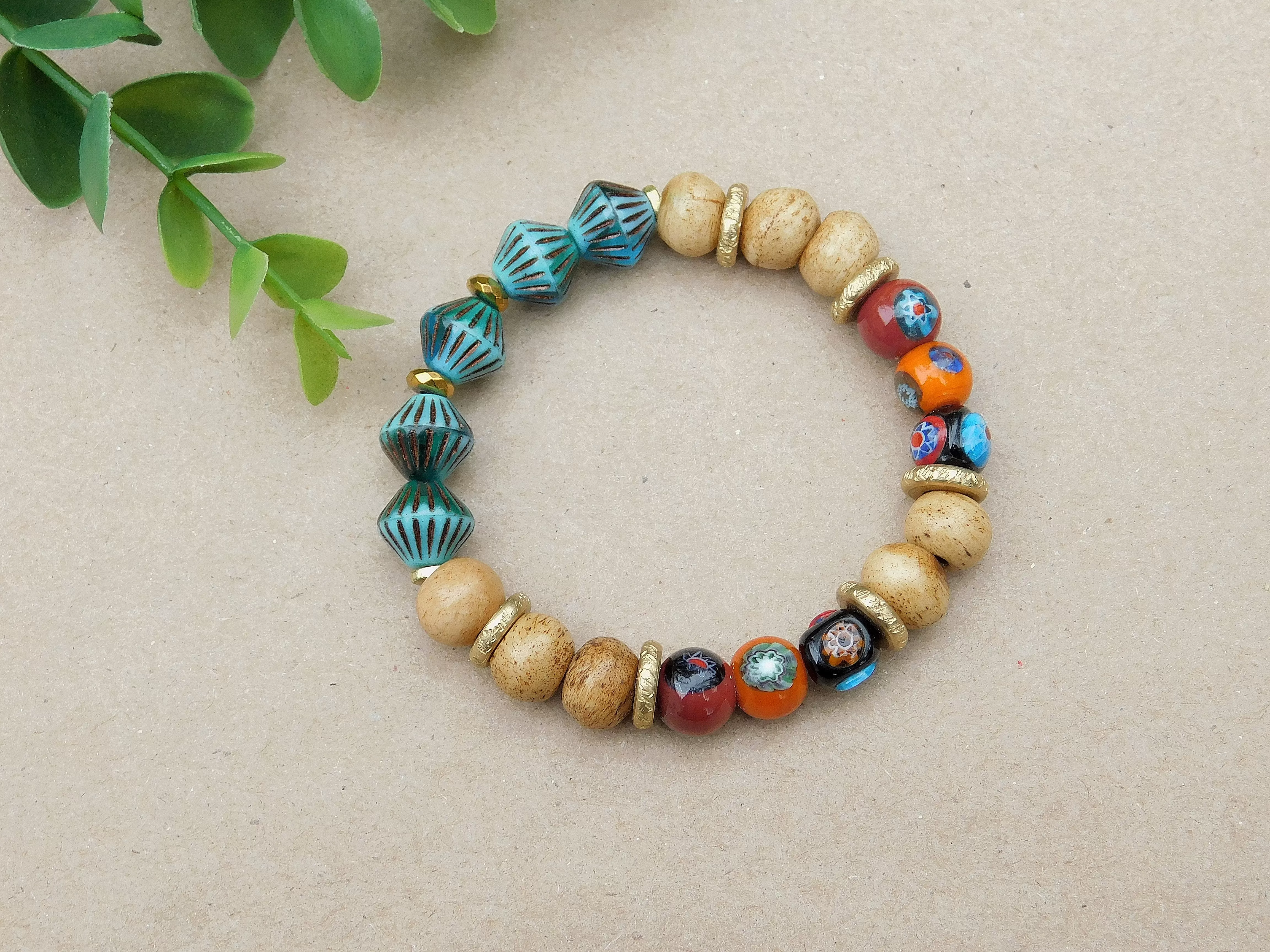 Colorful Lampwork and Czech Bead Bracelet