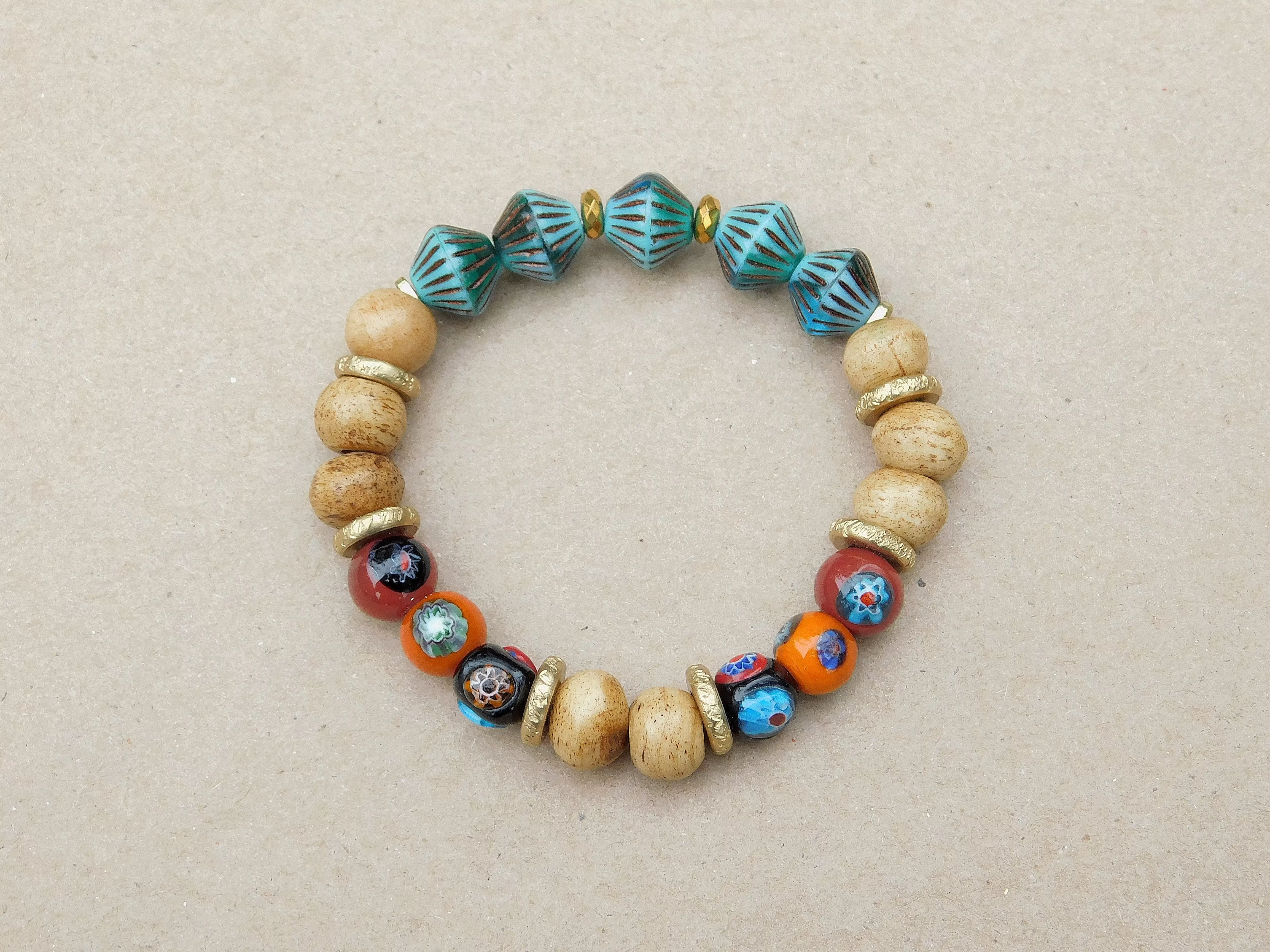 Colorful Lampwork and Czech Bead Bracelet