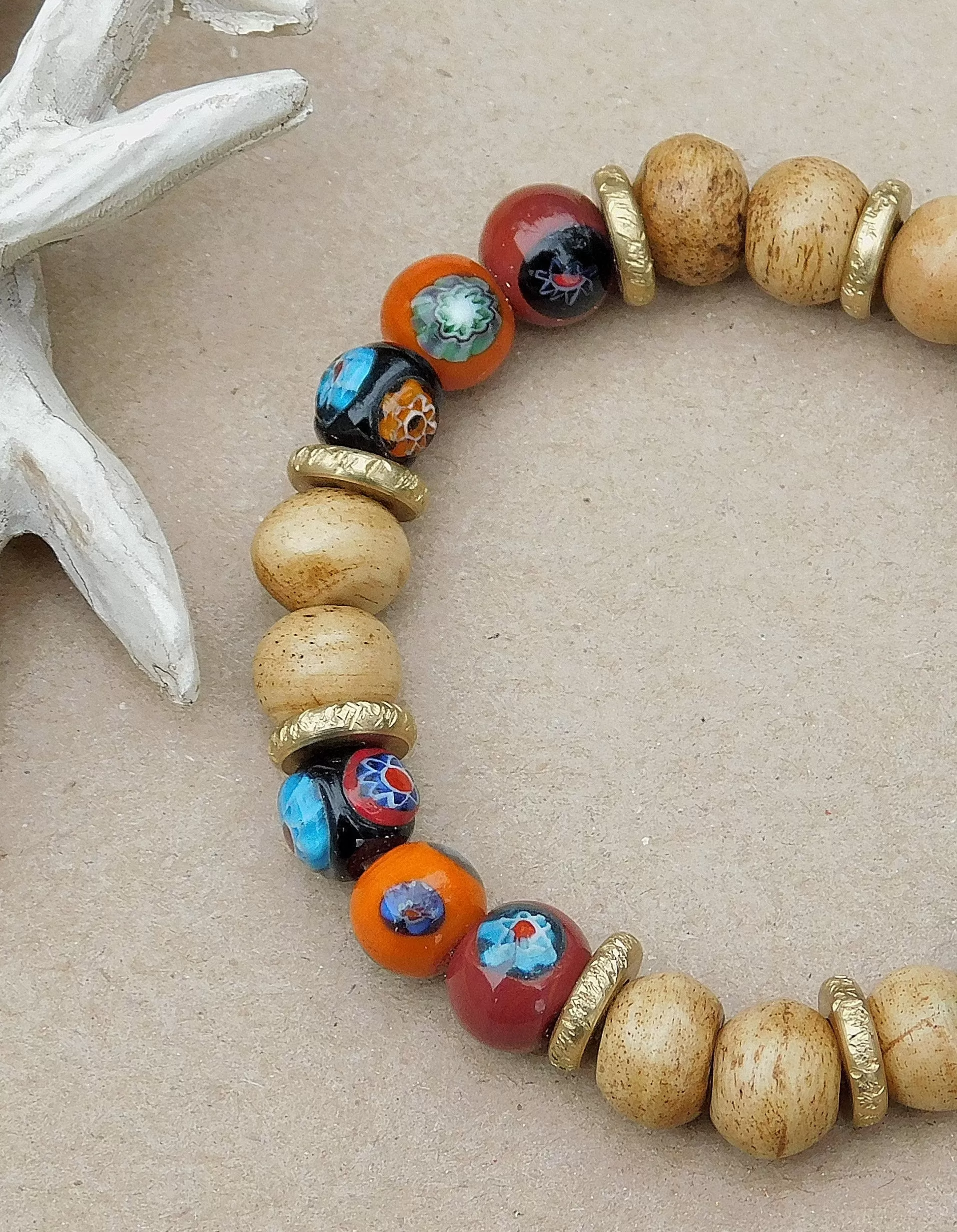 Colorful Lampwork and Czech Bead Bracelet