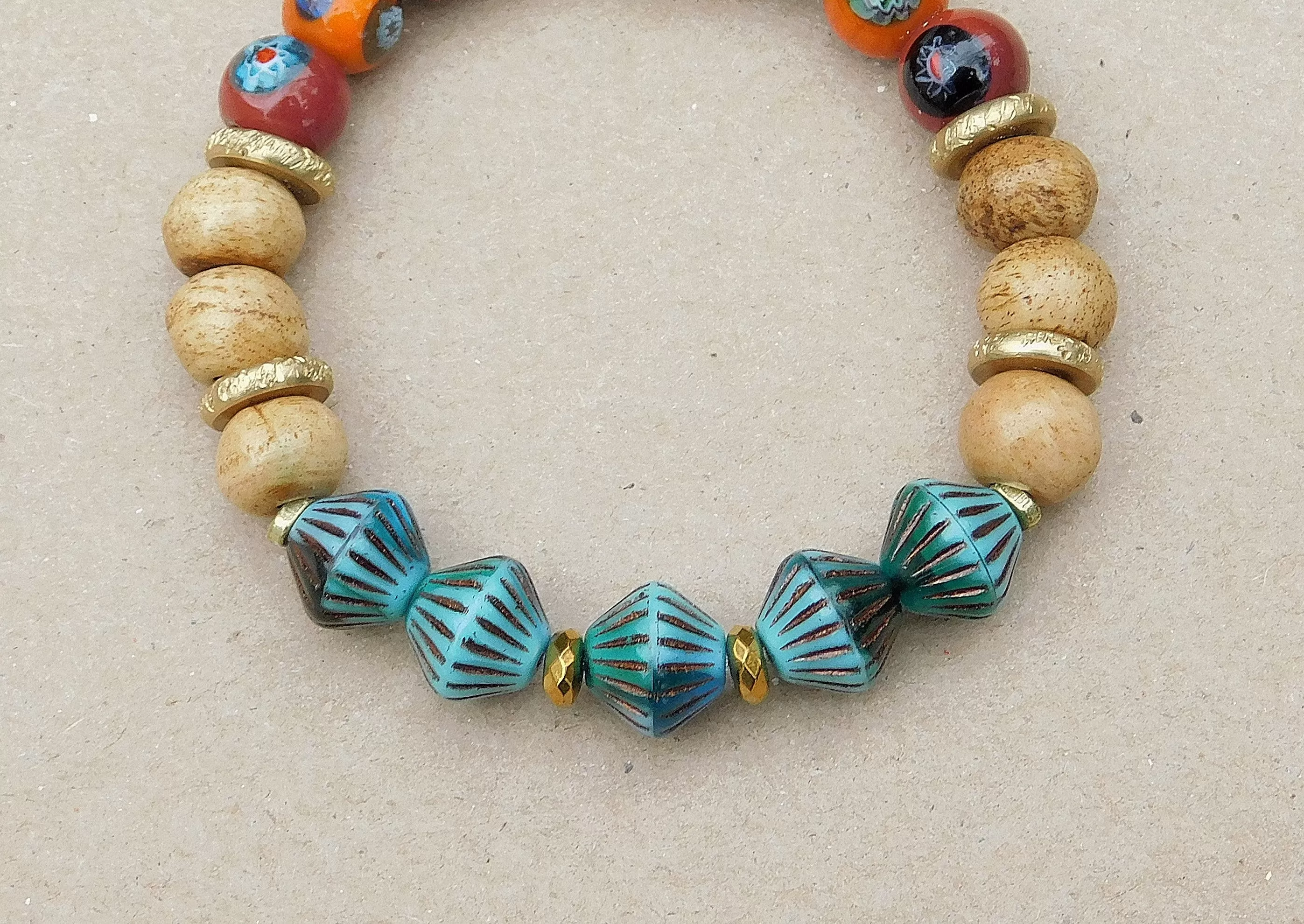 Colorful Lampwork and Czech Bead Bracelet