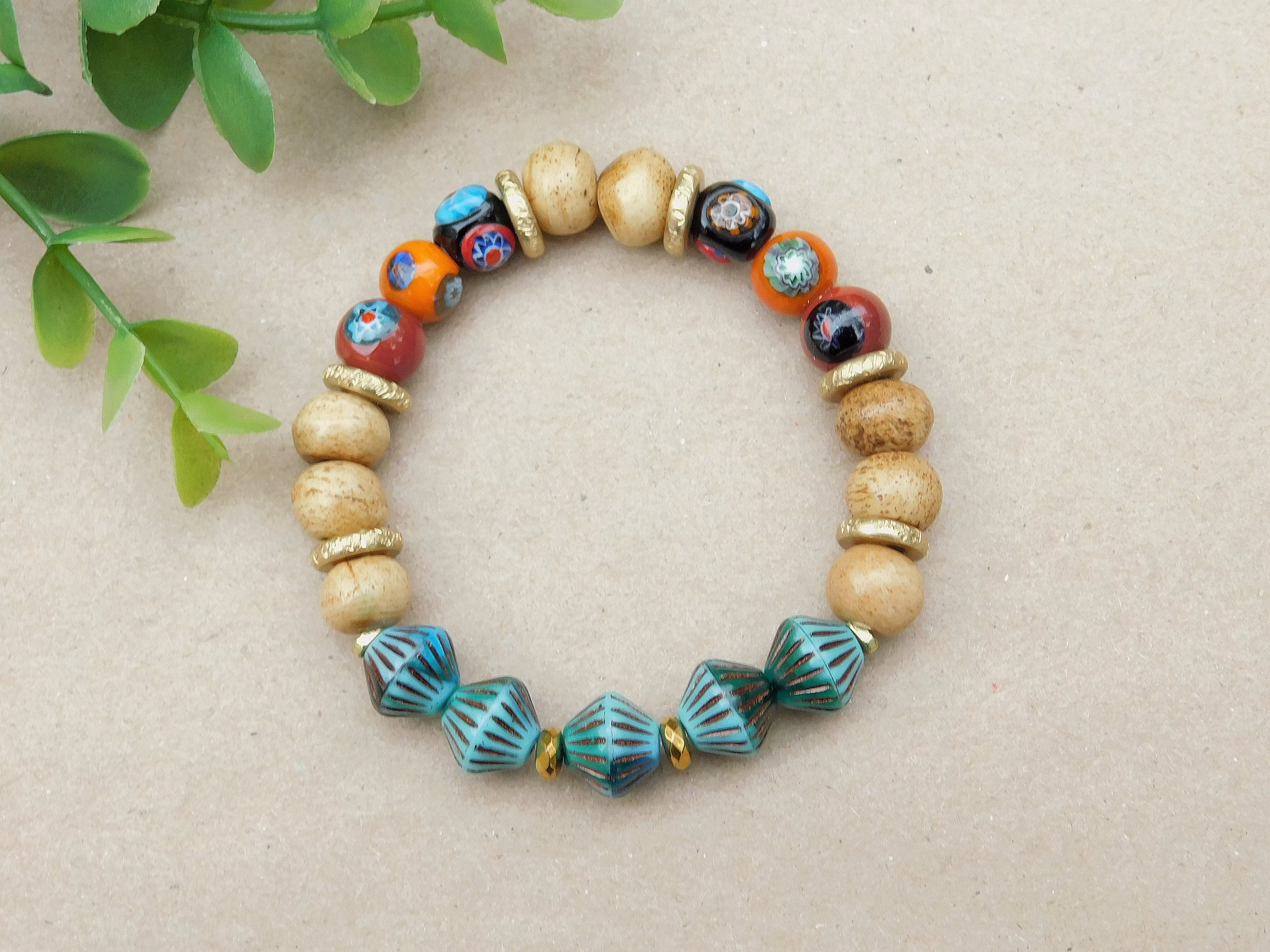 Colorful Lampwork and Czech Bead Bracelet