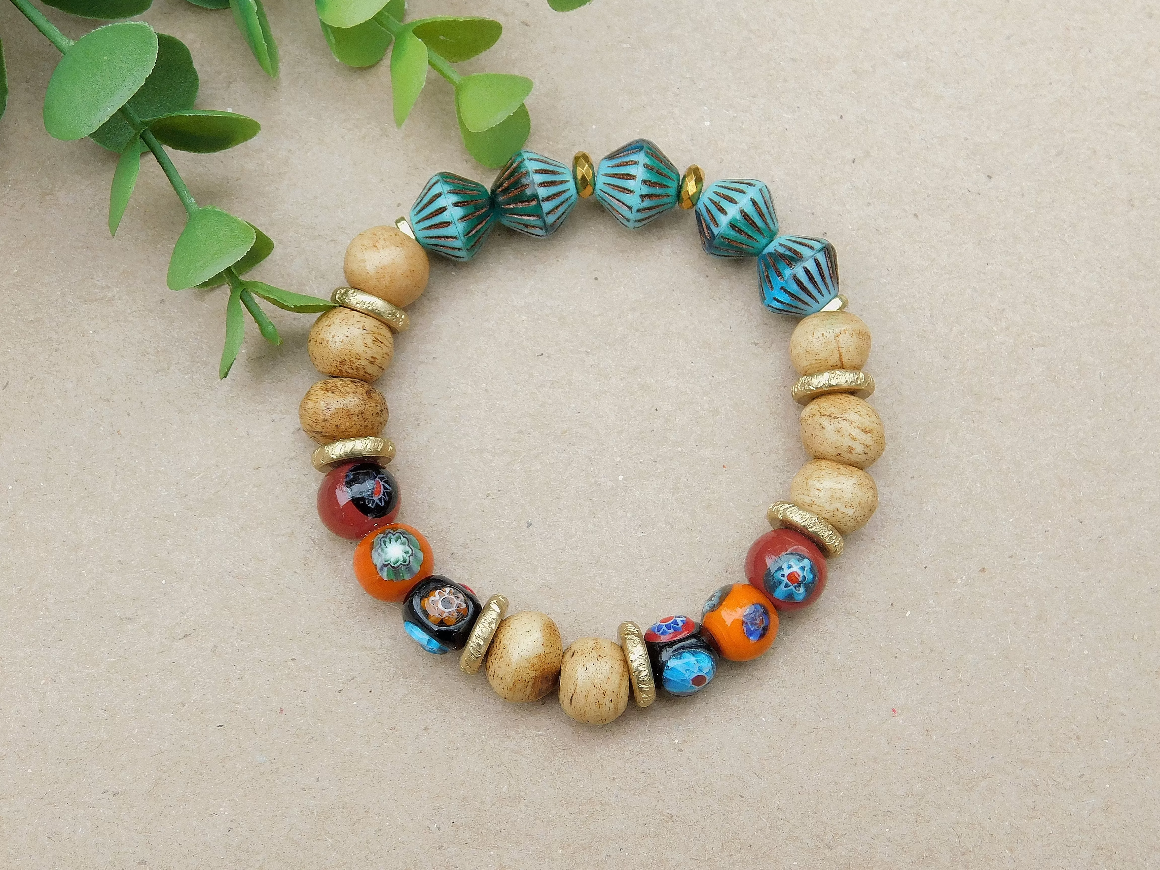 Colorful Lampwork and Czech Bead Bracelet