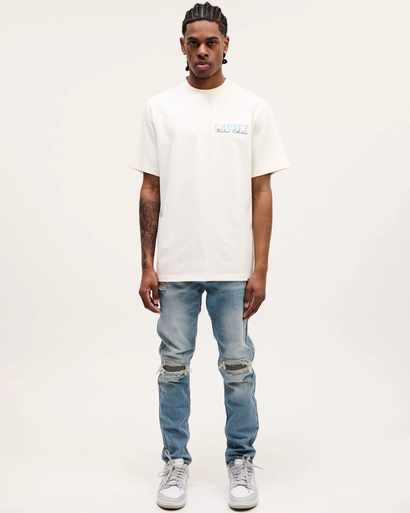 CROYEZ HARBOUR T-SHIRT - OFF-WHITE/LIGHT BLUE