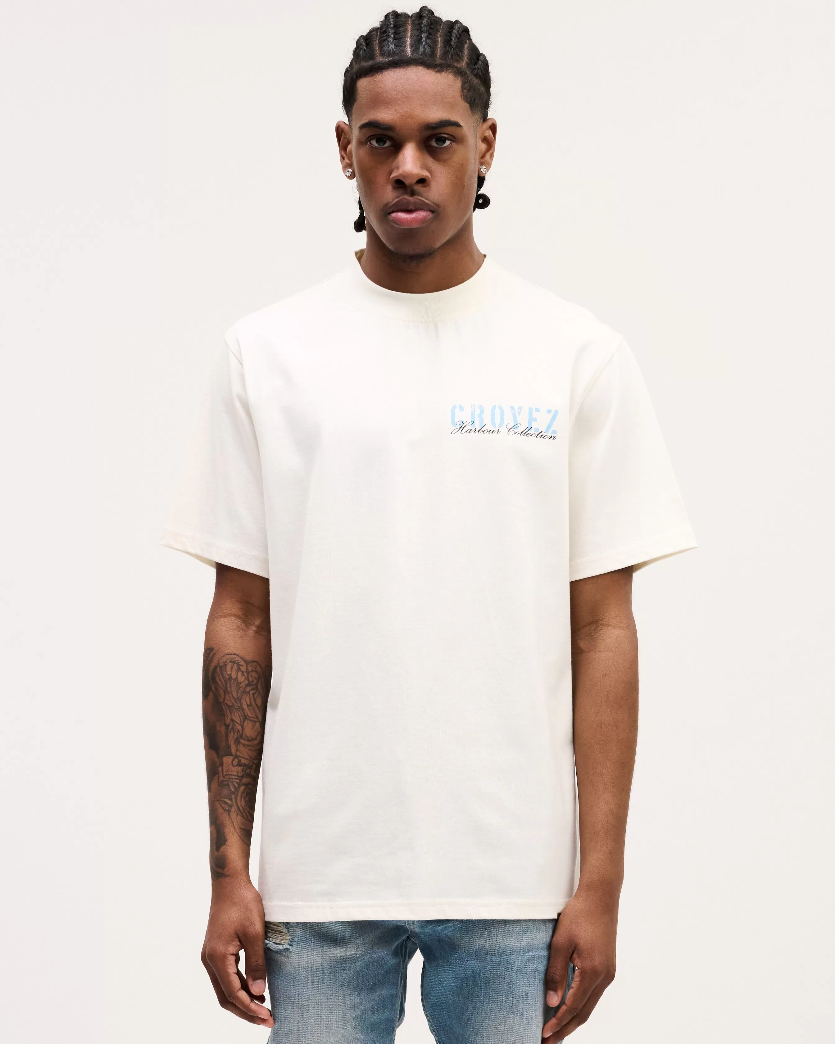 CROYEZ HARBOUR T-SHIRT - OFF-WHITE/LIGHT BLUE