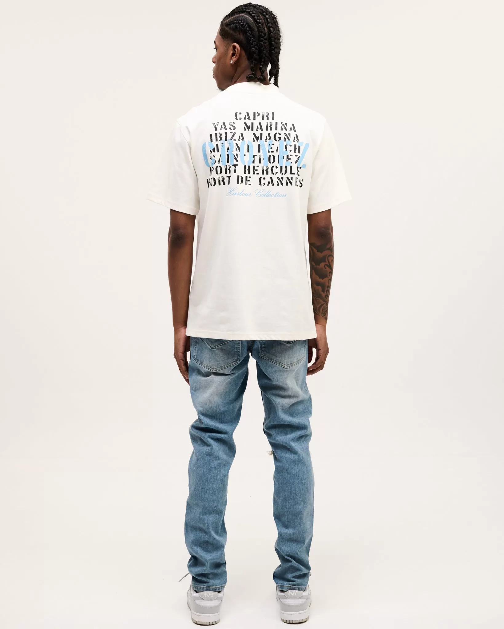 CROYEZ HARBOUR T-SHIRT - OFF-WHITE/LIGHT BLUE