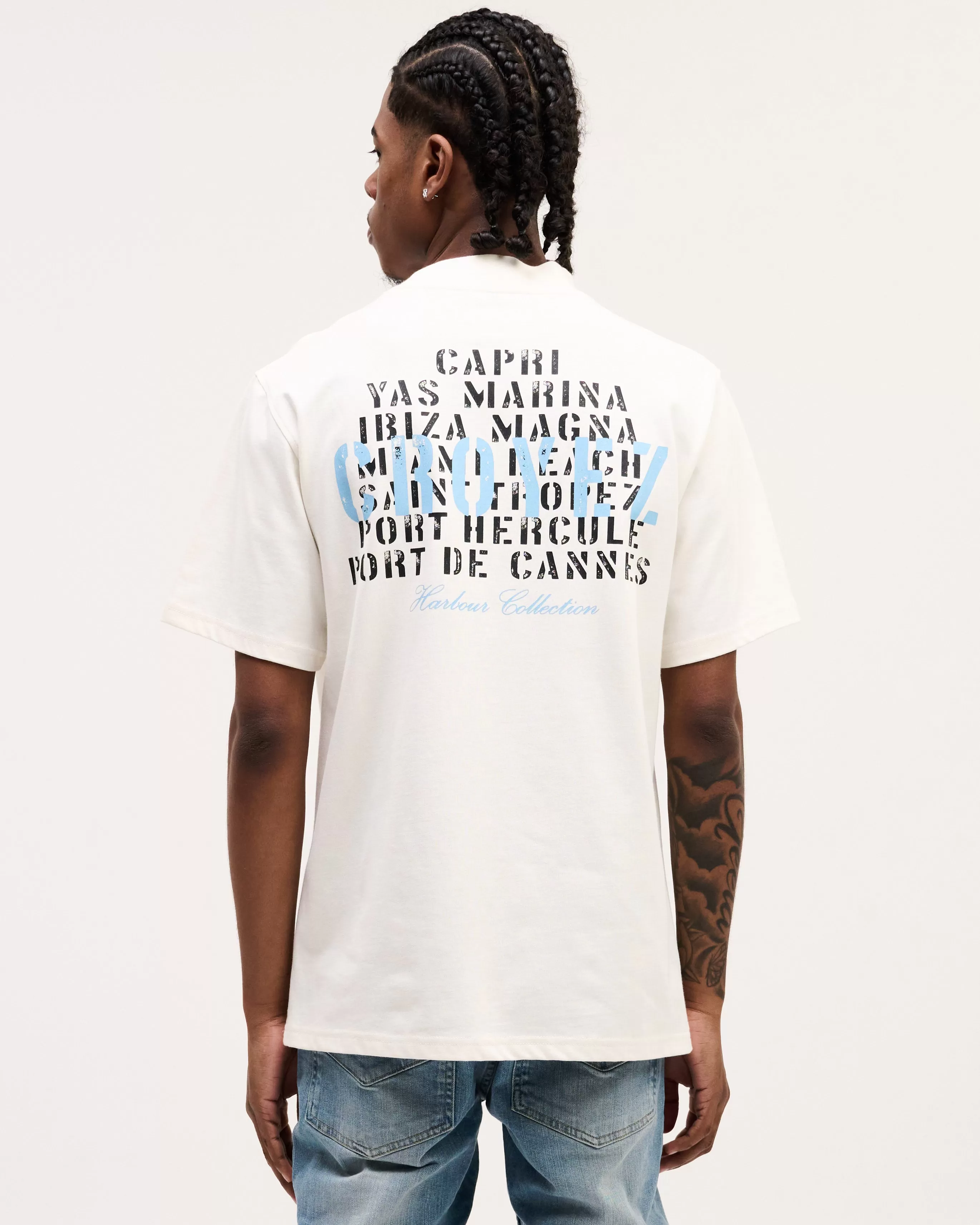 CROYEZ HARBOUR T-SHIRT - OFF-WHITE/LIGHT BLUE