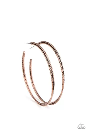 Curved Couture Copper Hoop Earrings - Paparazzi Accessories