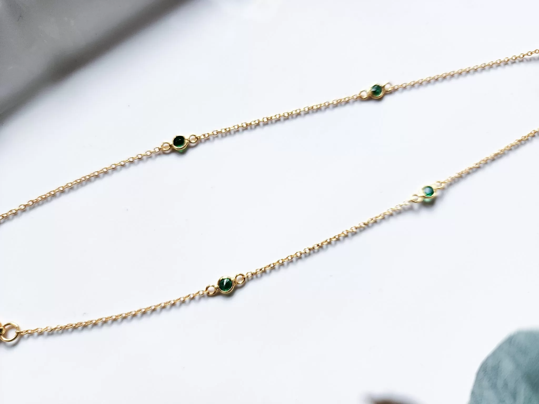 Dainty Emerald Sterling Gold Plated Necklace