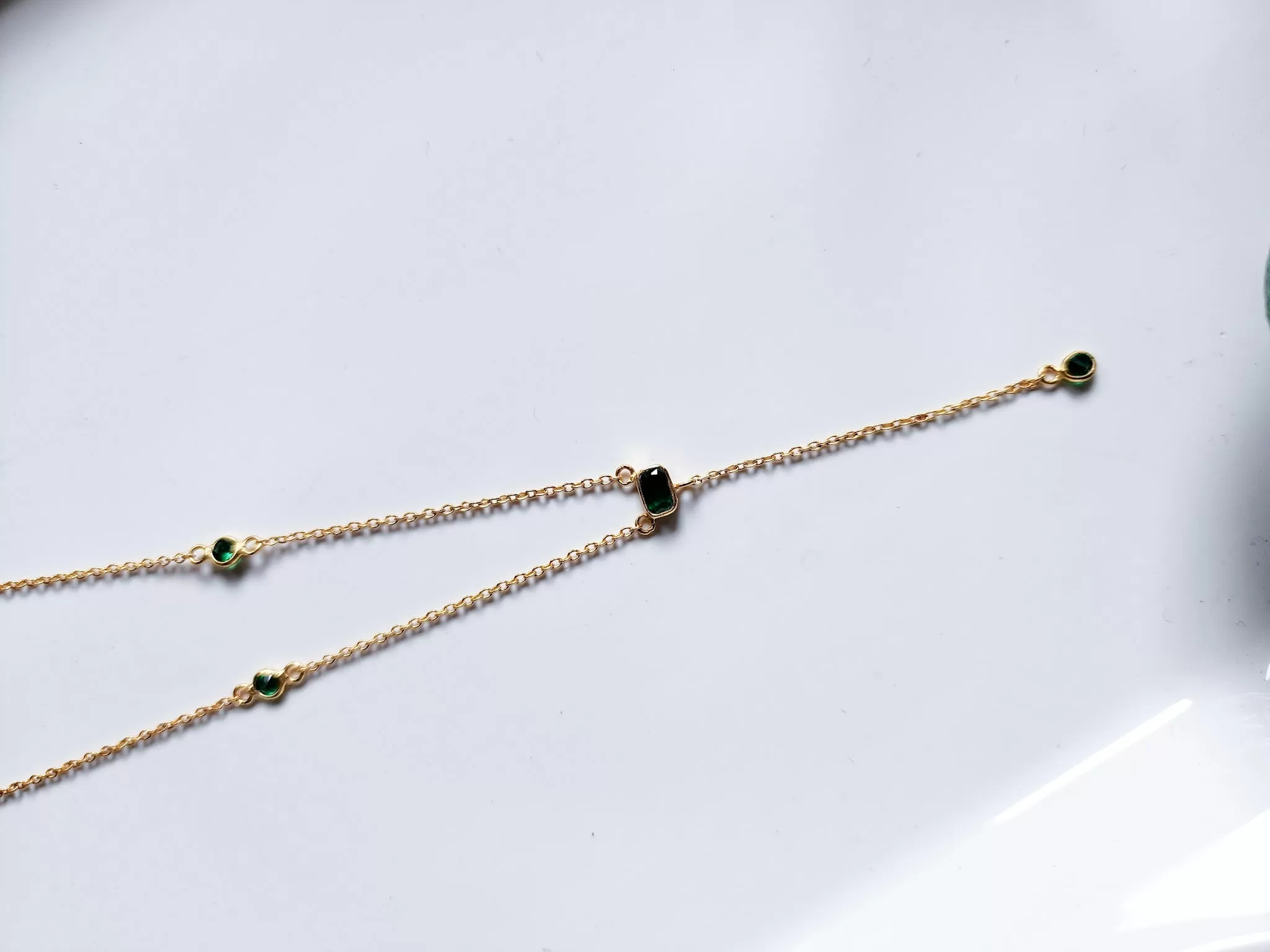 Dainty Emerald Sterling Gold Plated Necklace