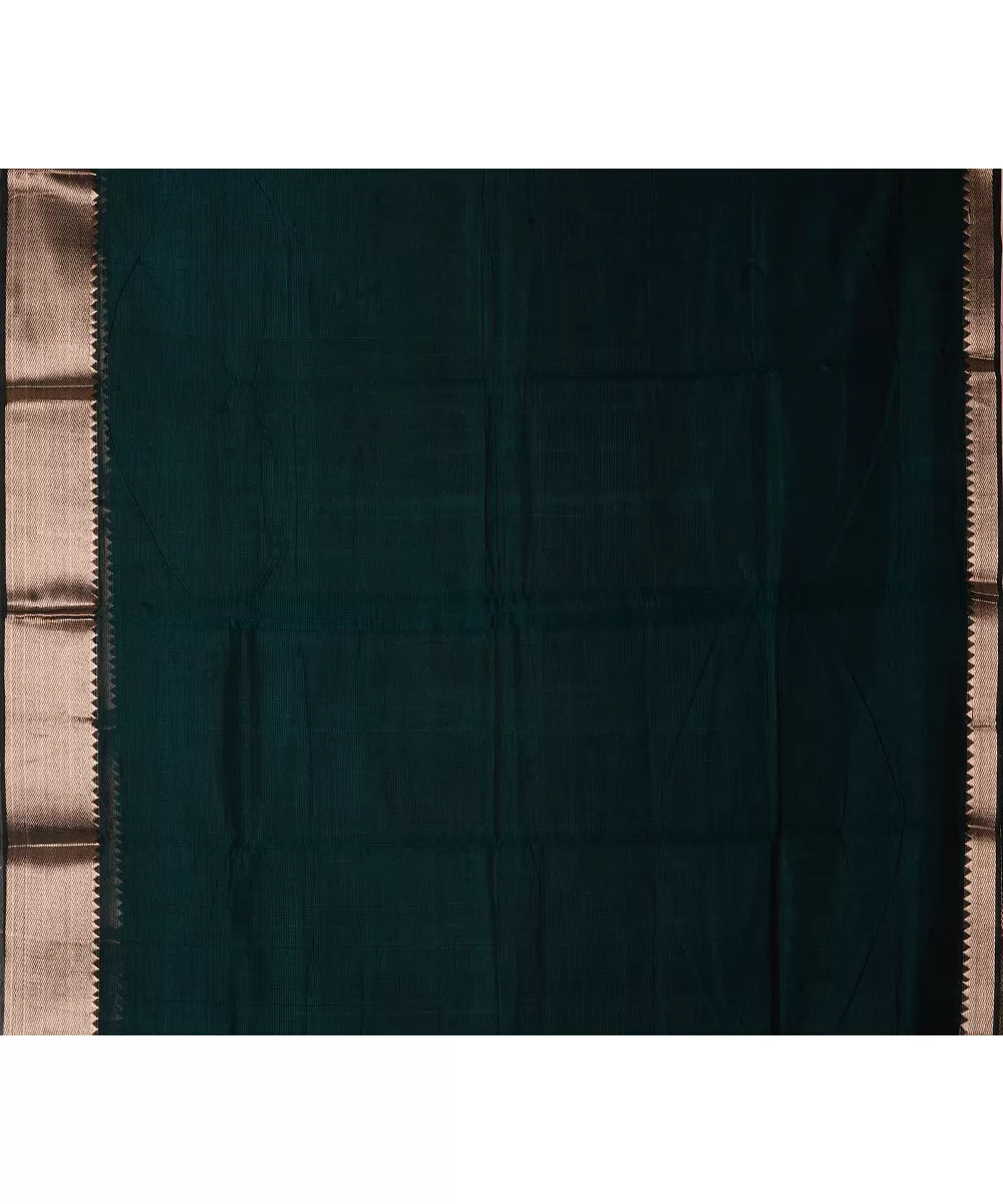 Dark green handloom mangalagiri cotton silk saree