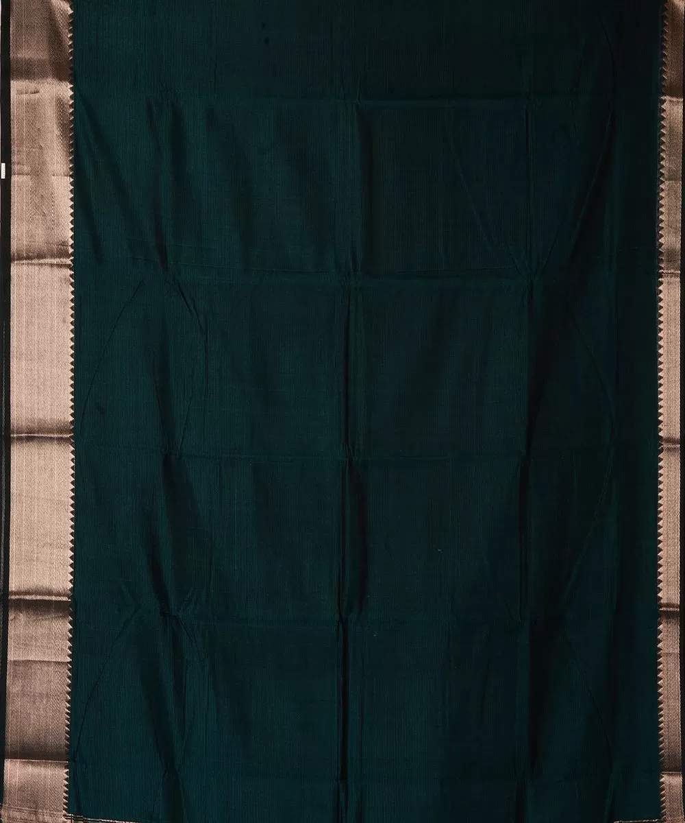 Dark green handloom mangalagiri cotton silk saree