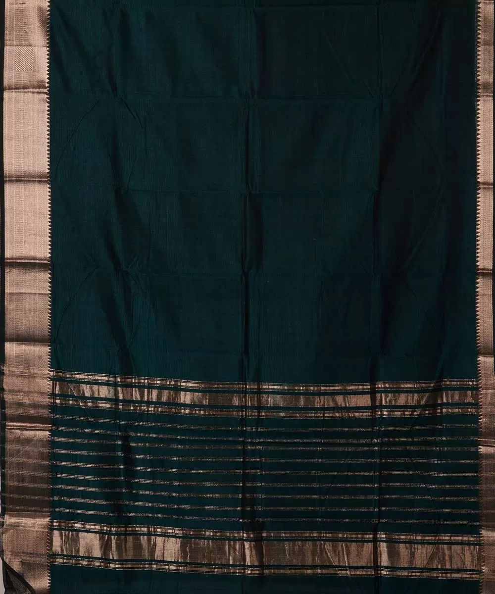 Dark green handloom mangalagiri cotton silk saree