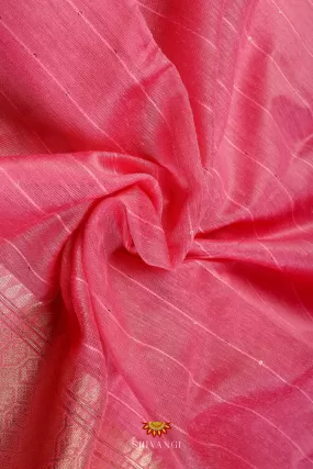 Dark Peach Sequence Chanderi Saree's For Women !!!