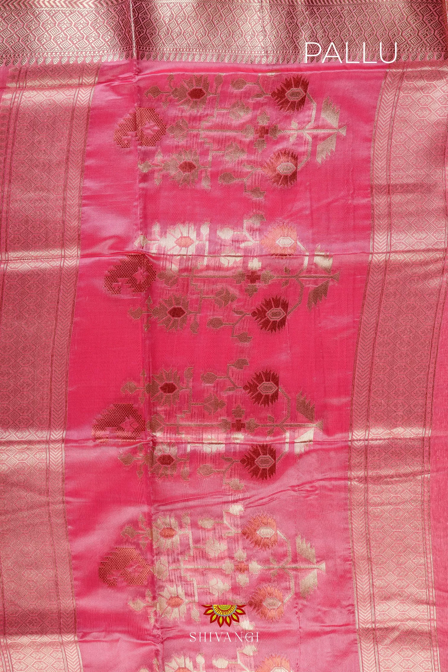 Dark Peach Sequence Chanderi Saree's For Women !!!