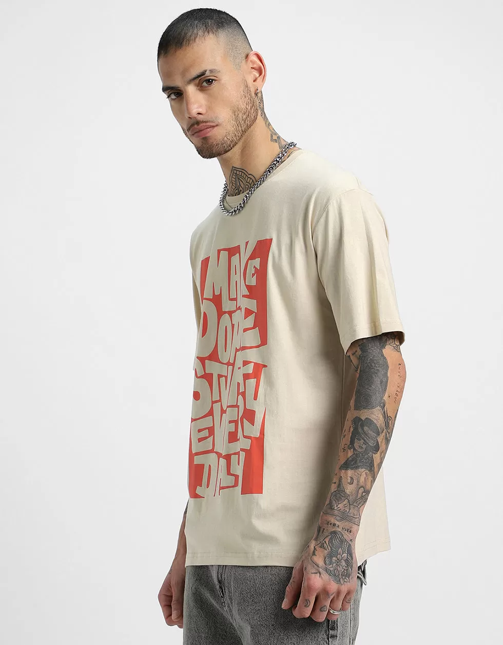 Dope Stuff Beige Oversized Tshirt