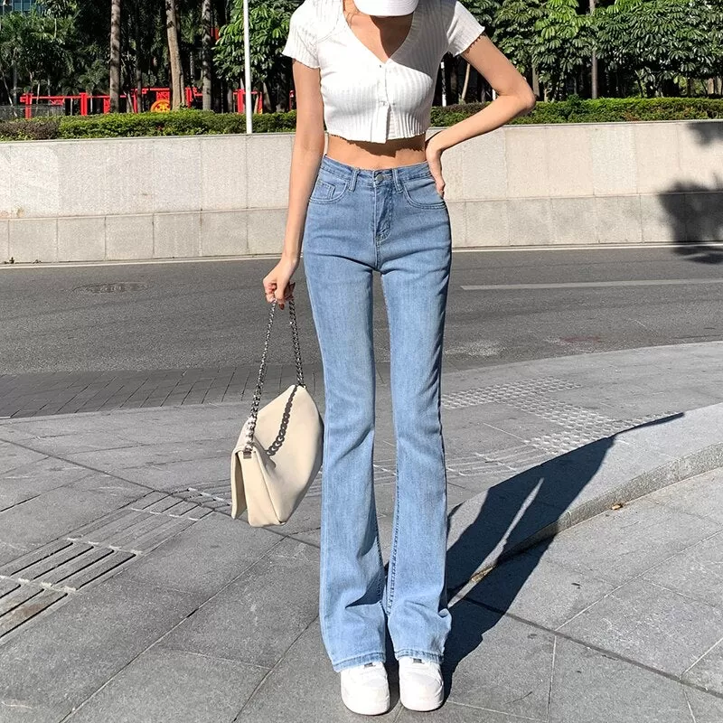 Elastic Boyfriend Style Denim Jeans