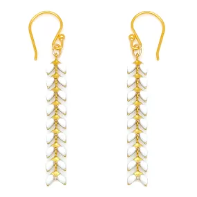 Enamel Cascade Earrings - Medium - White