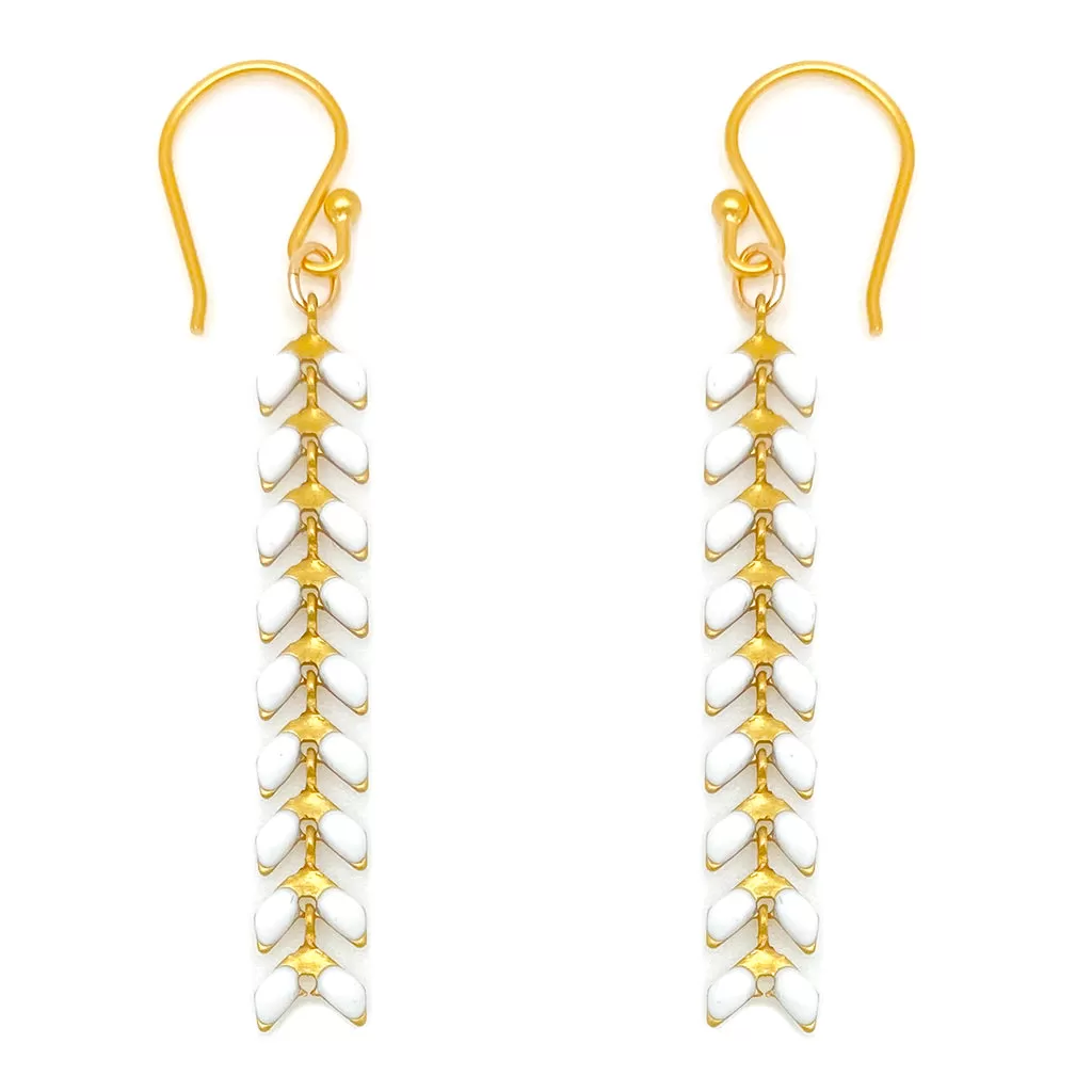 Enamel Cascade Earrings - Medium - White