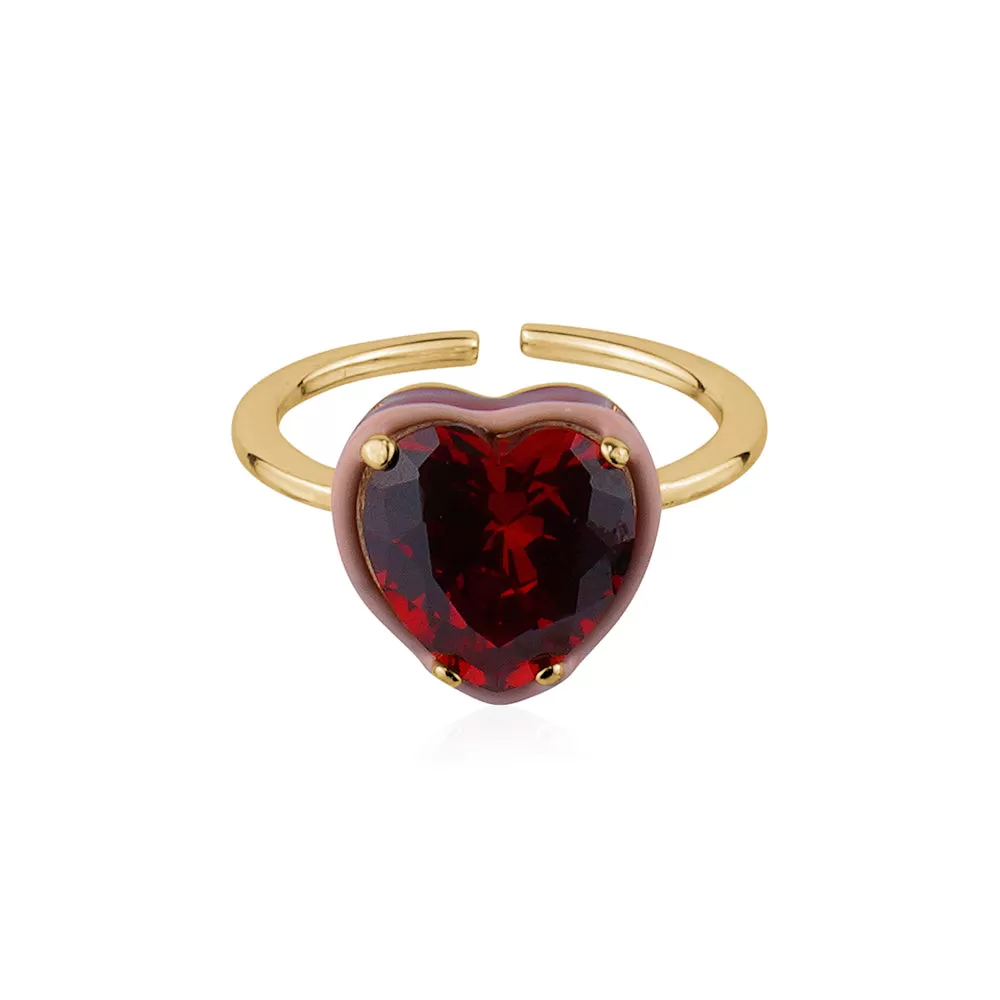 ENAMEL RED HEART RING