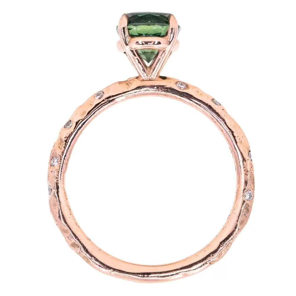 Evergreen 4-Prong Solitaire with Embedded Diamonds, Stackable - Setting