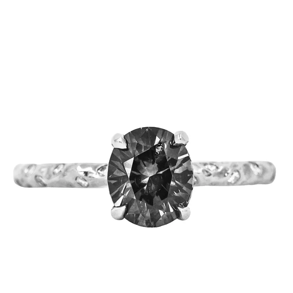 Evergreen 4-Prong Solitaire with Embedded Diamonds, Stackable - Setting