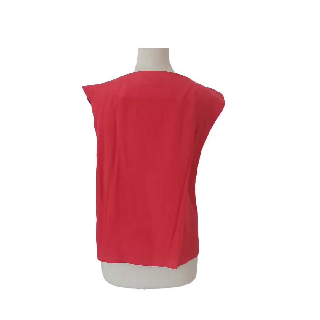 French Connection Red Sleeveless Silk Blouse | Gently Used |