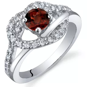 Garnet Round Cut Sterling Silver Ring Size 5