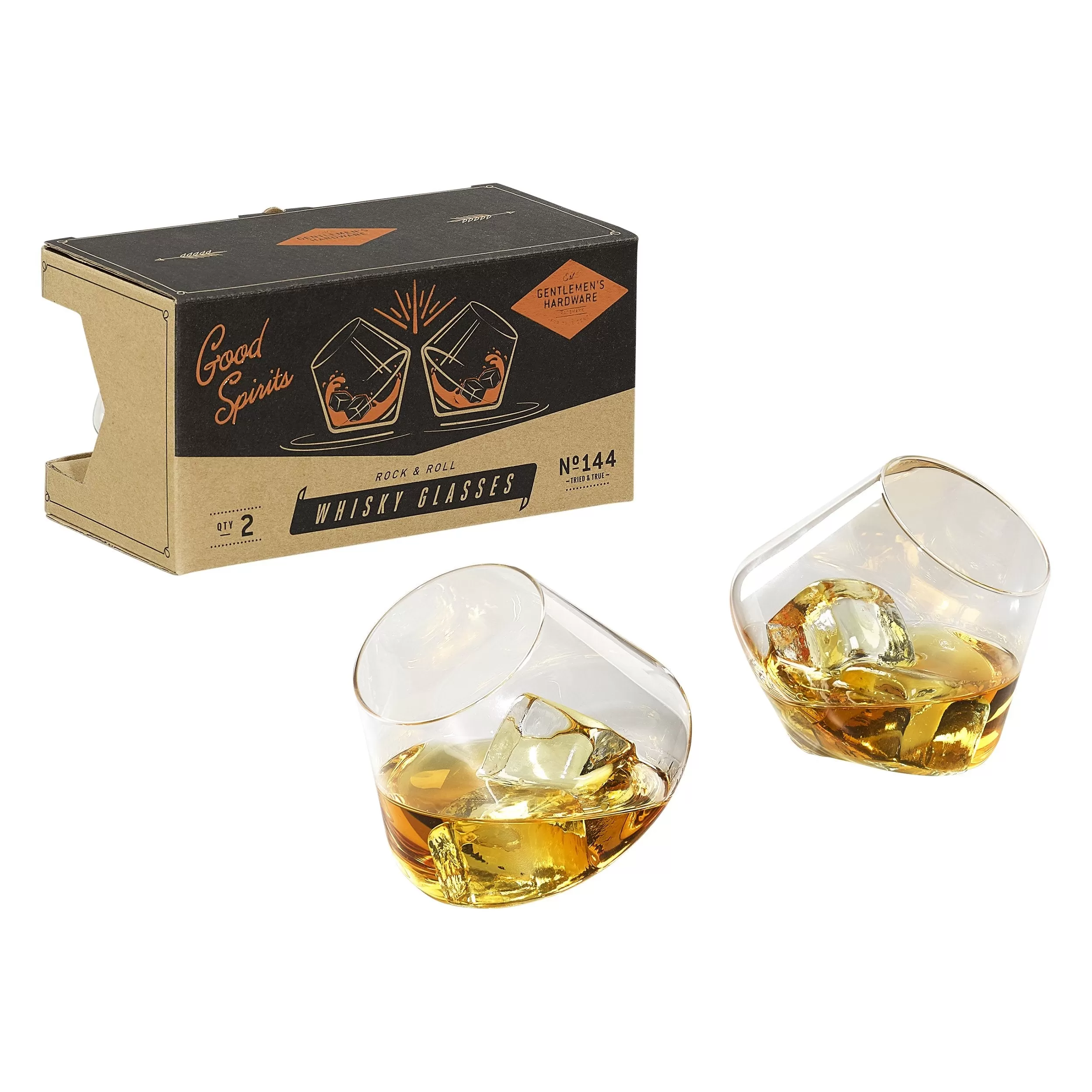 Gentleman's Hardware Whiskey Rocking Glasses Set of Two