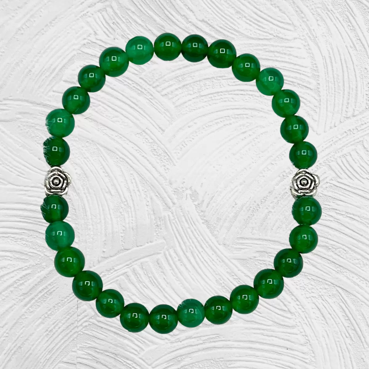 Green Agate and Rose Bracelet