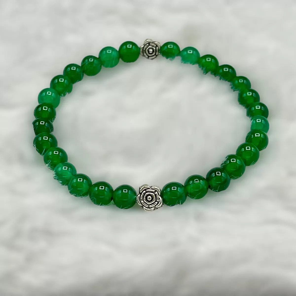 Green Agate and Rose Bracelet