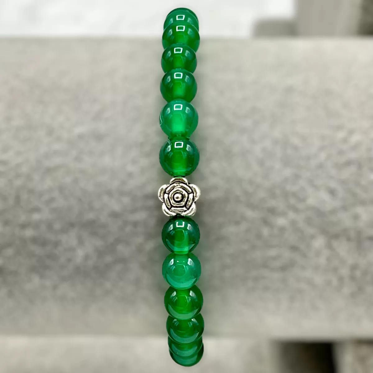 Green Agate and Rose Bracelet