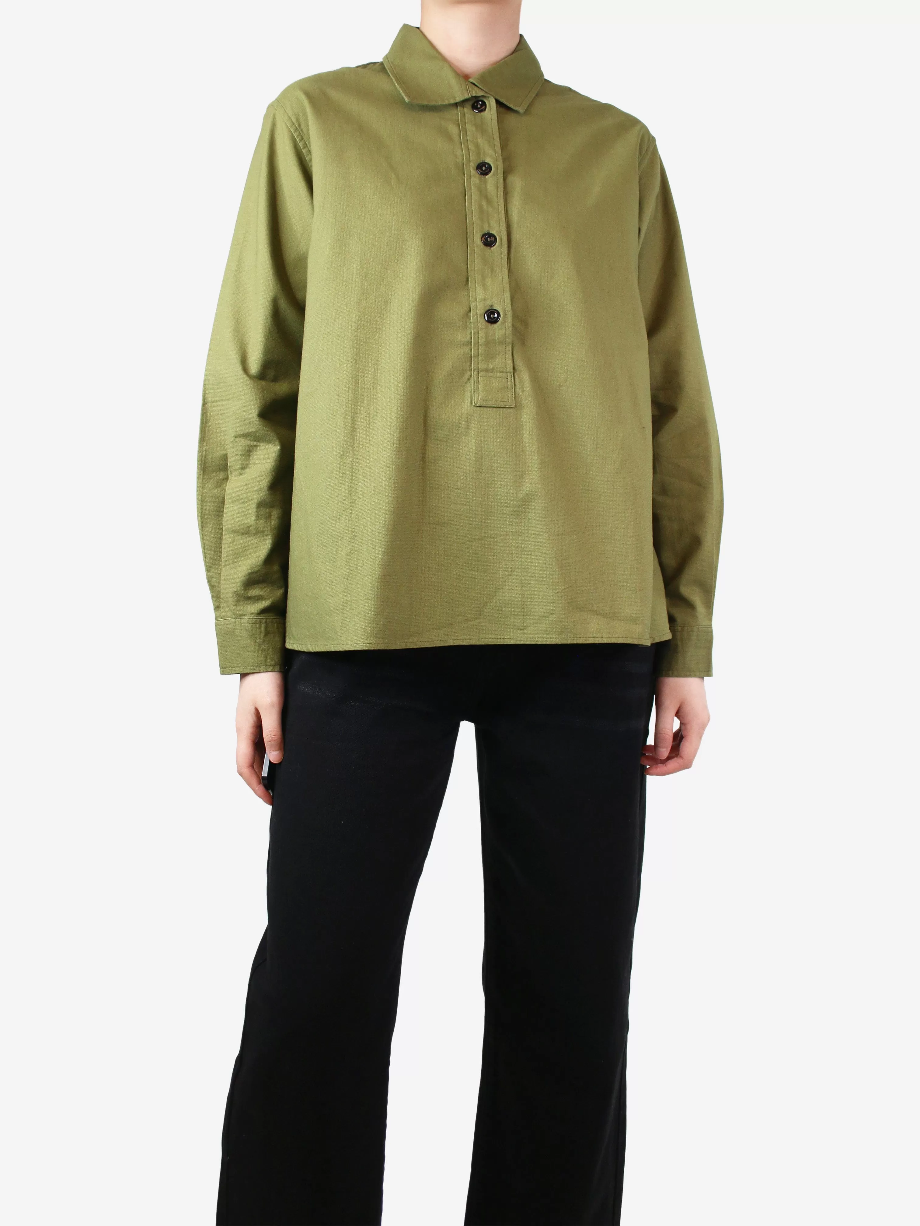 Green cotton oversized shirt - size S