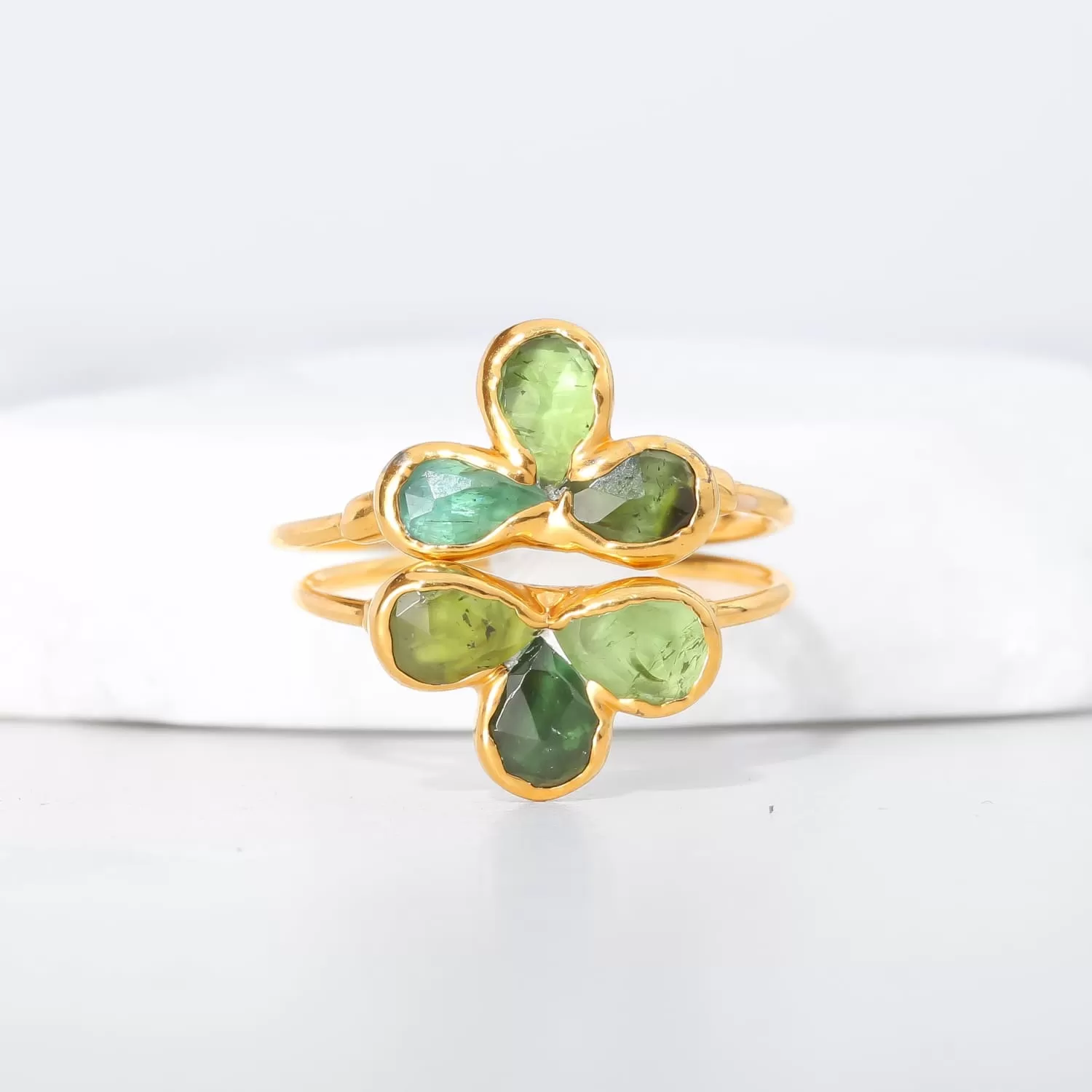 Green Tourmaline Fleur Ring