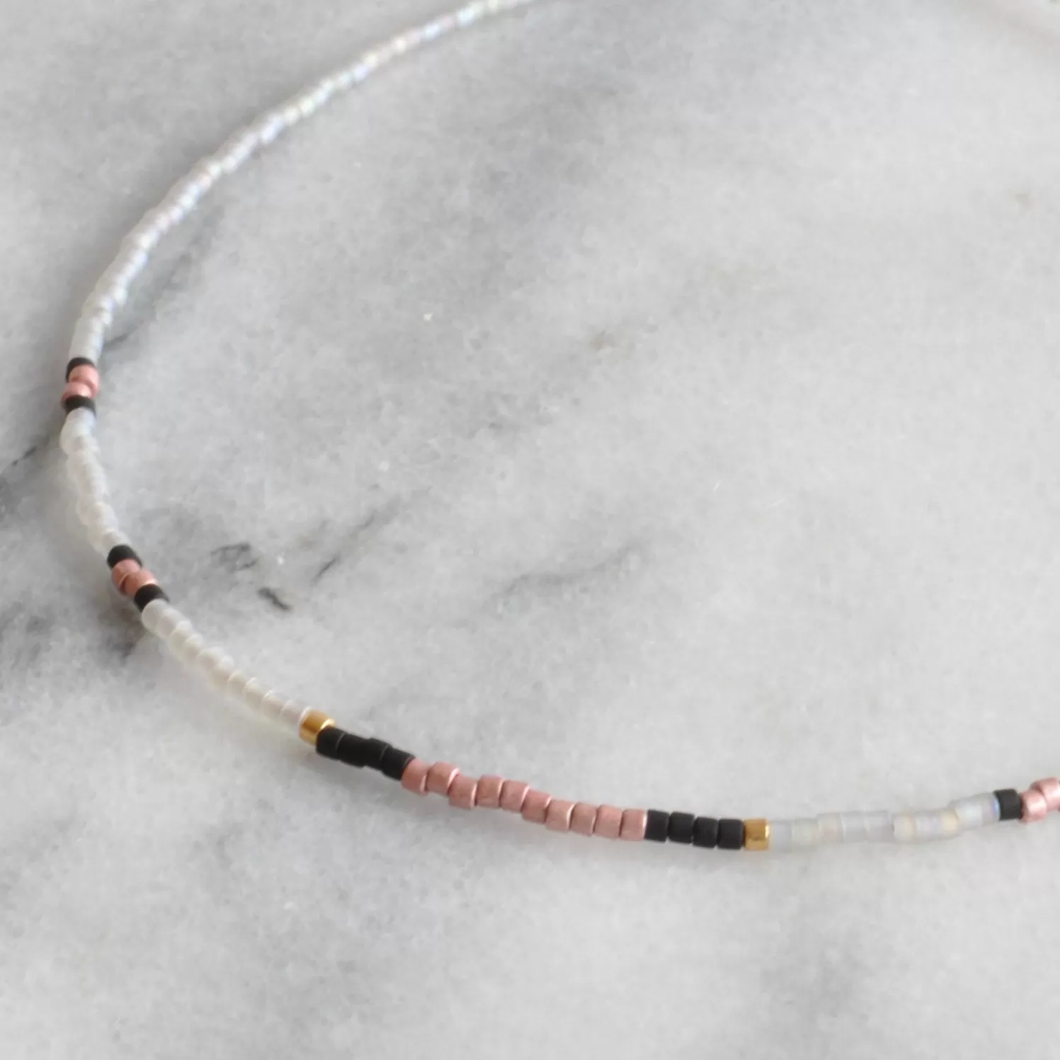 Grey Beaded Choker Necklace