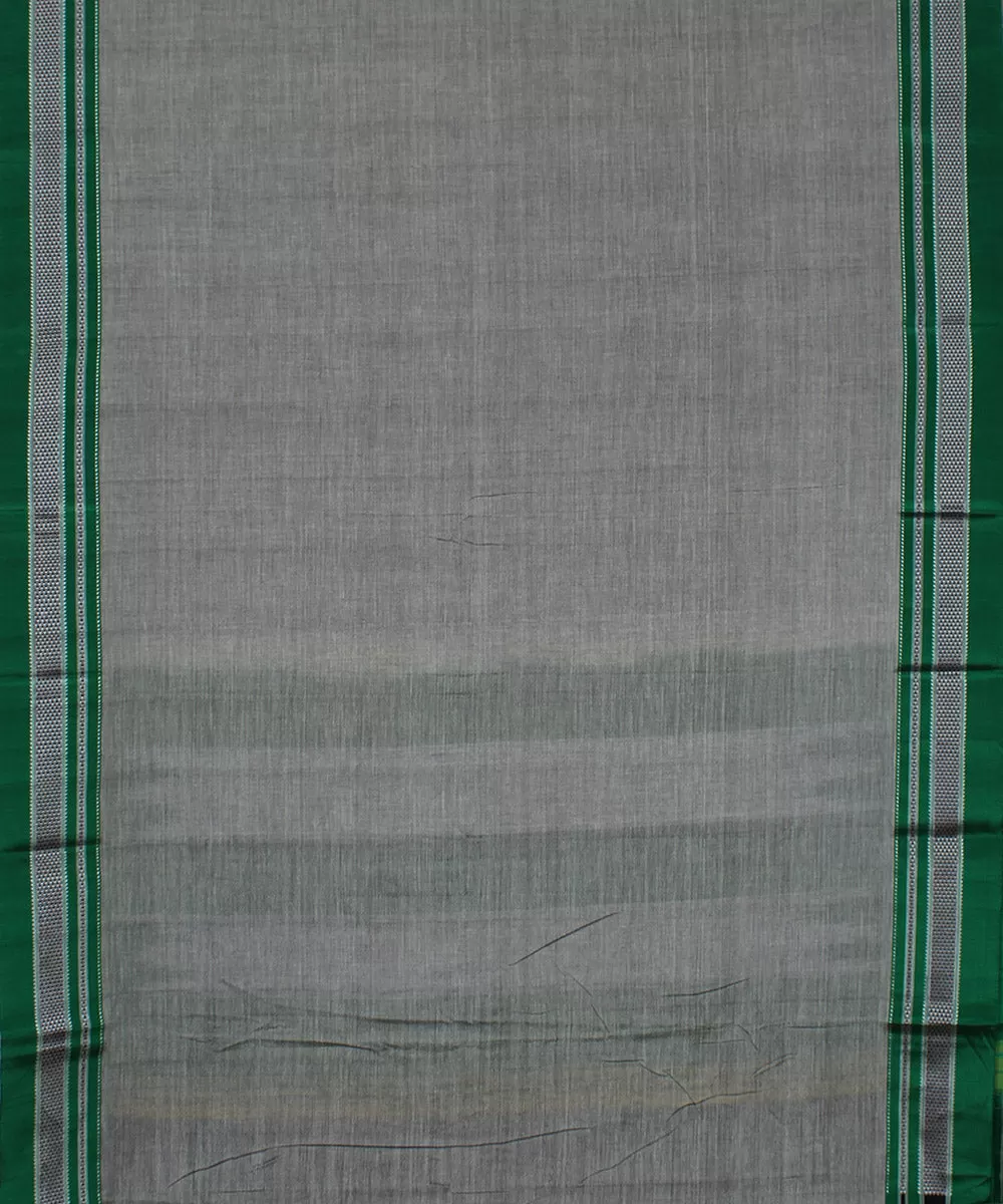 Grey green chikki paras border handwoven ilkal cotton silk saree