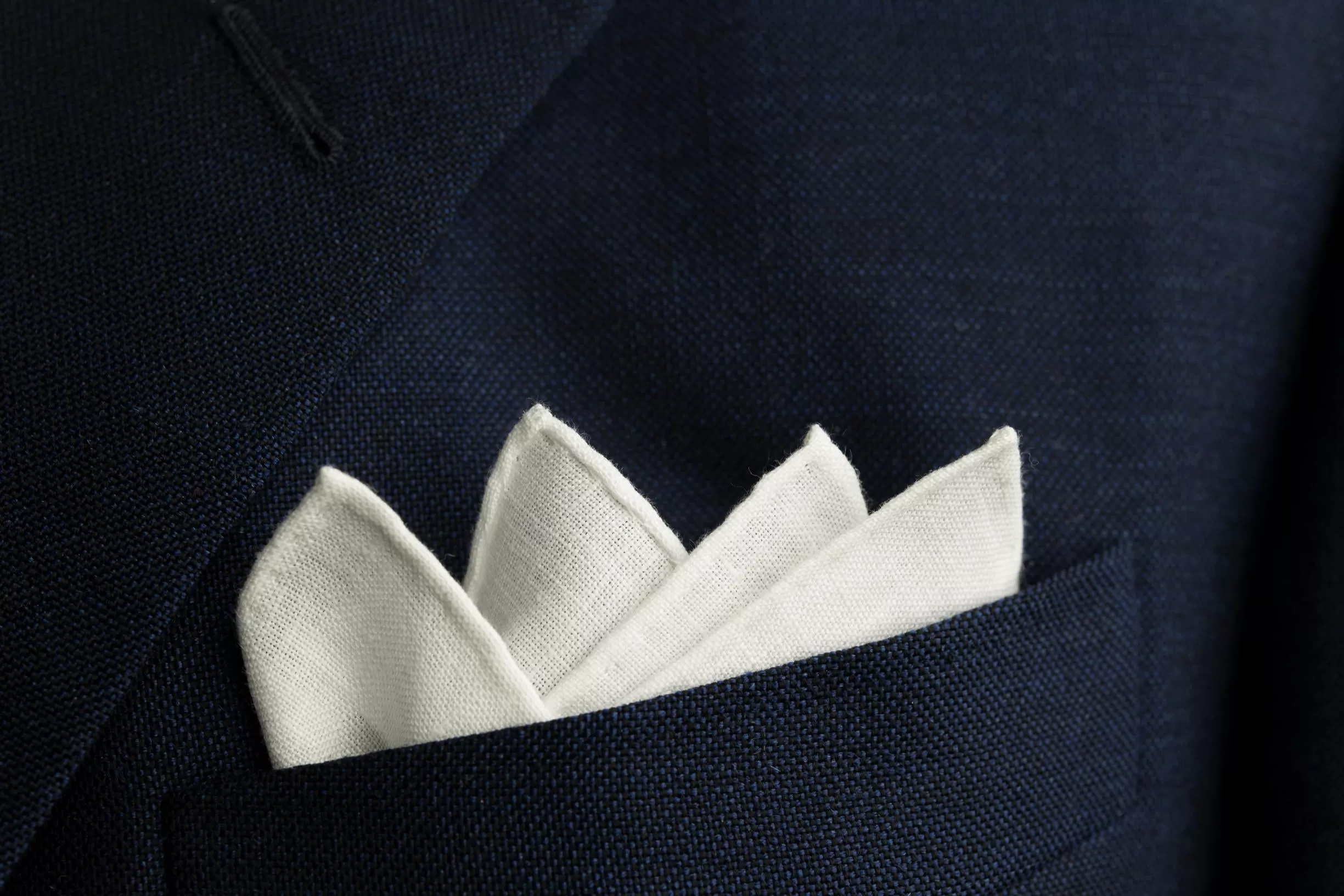 Hand-Embroidered Initial F White Linen Pocket Square