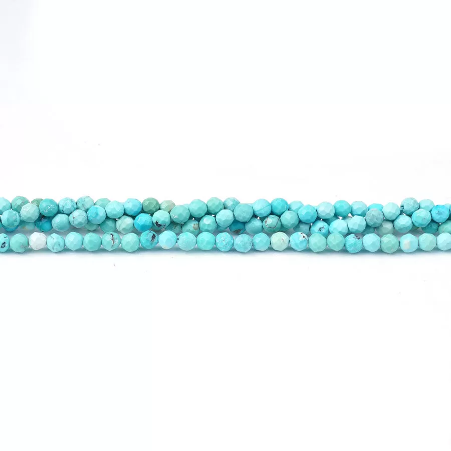 Hubei Turquoise 2mm Light Blue Round Faceted AA Grade - 15-16 Inch