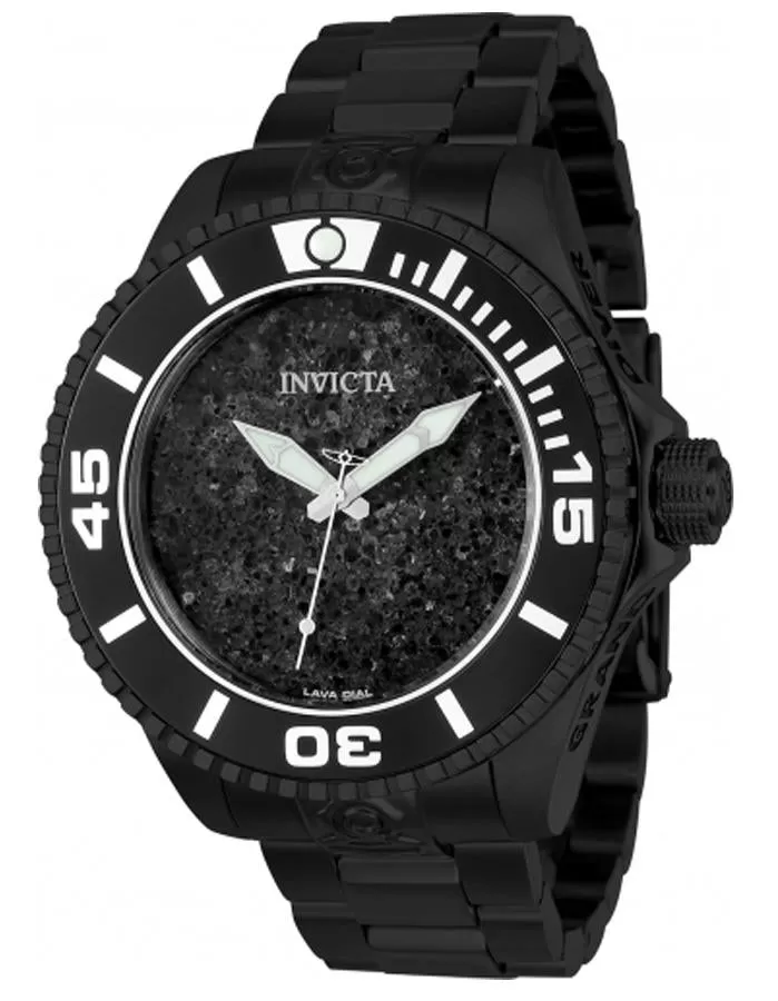 INVICTA Pro Diver Mens Watch - Black Metal - Lava Dial - Black Metal Bracelet